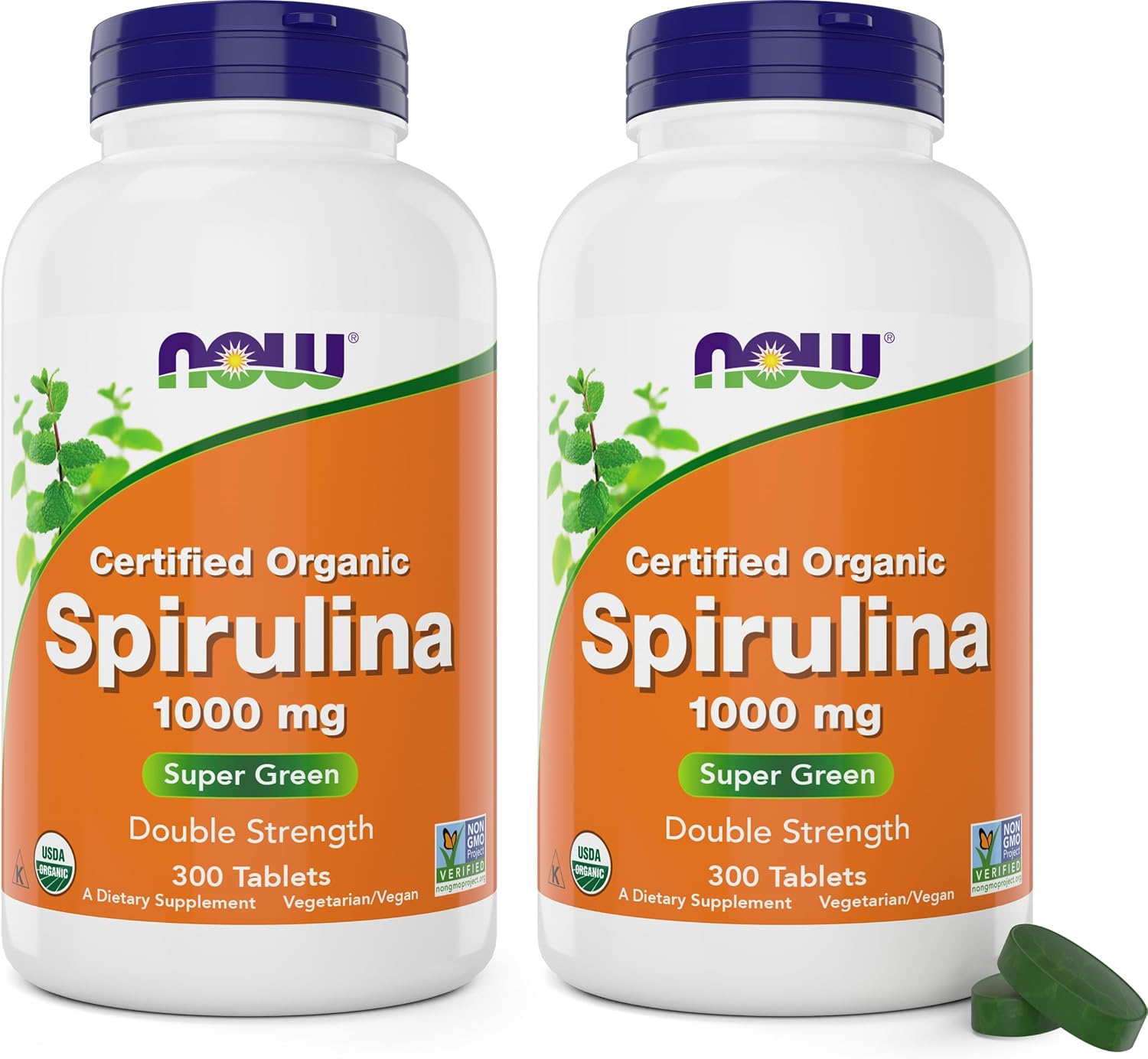 NOW Foods Organic Spirulina 1000mg Tablets 300 Count