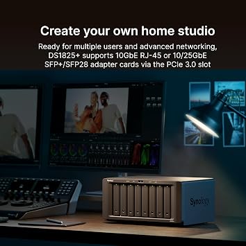 Synology DS1825+ Enterprise Video Production & Storage - Scale to 360TB, 25GbE Speed & Mission-Critical Reliability (8-Bay Diskless NAS)