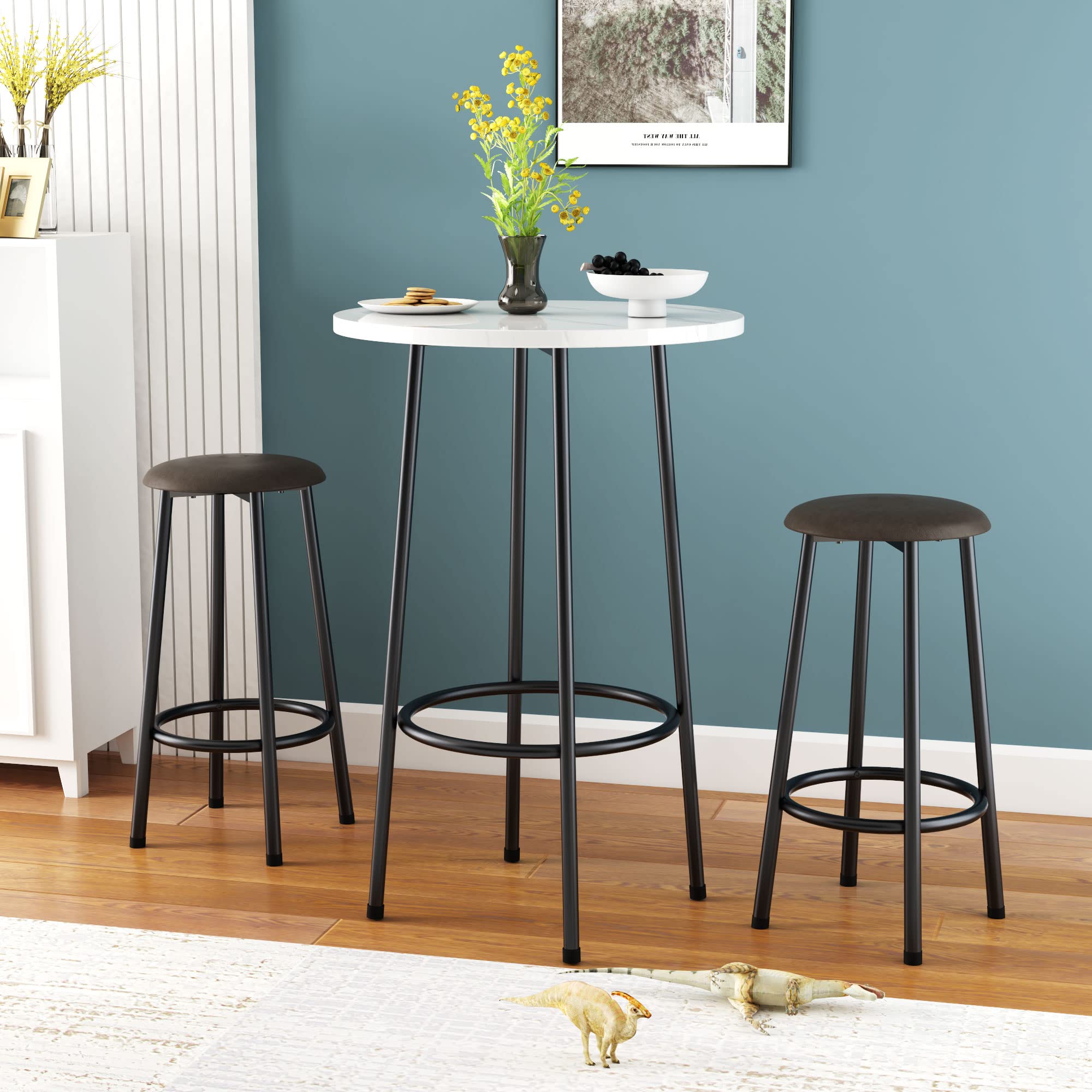 MIERES 3 Piece Pub Dining, Kitchen Counter Height, Modern Bar Table Set