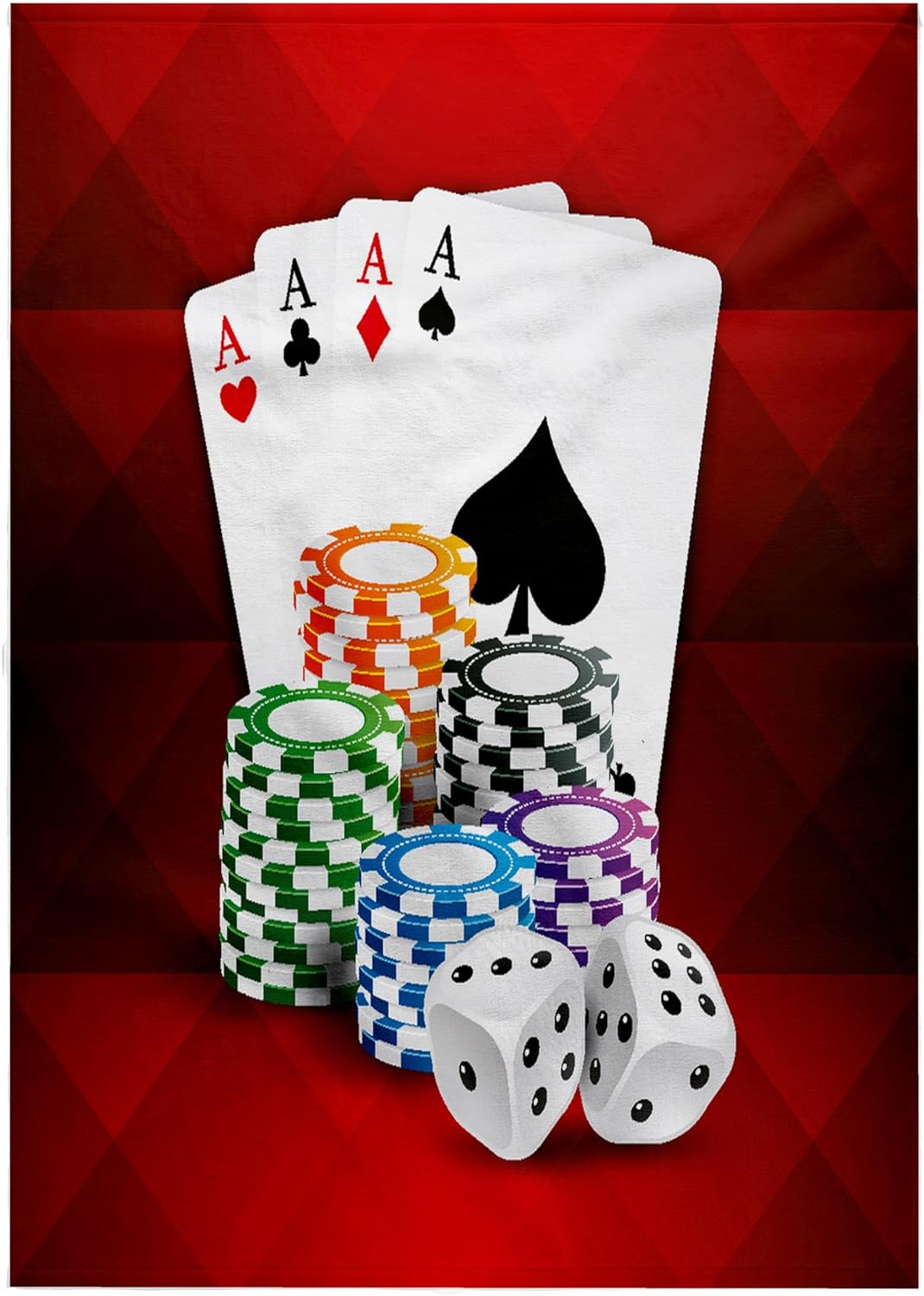 3dRose Illustration of Poker Card with Chips Casino Hobby 22x30 Bath Hand Pool Towel