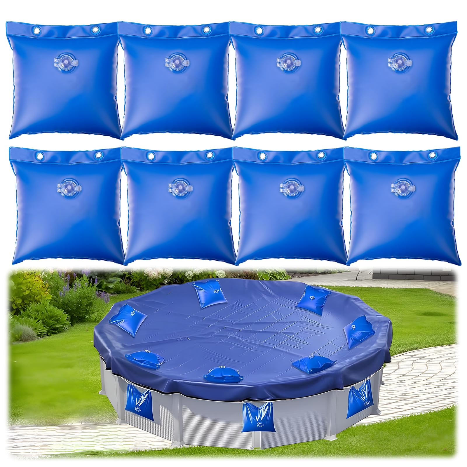 10 Pack Swimming Pool Cover Hanging Bag, 4mm Pool Water Bag, Winter Pool Cover Weights for Above Ground Pool, Swimming Pool Cover Hanging Bag for Closing Kit, 11.8″L × 11.8″W