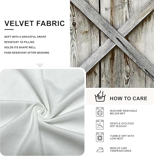 Miniatura 7 de Cortinas opacas de madera para puerta de puerta, estilo granero, estilo rural, para armario de dormitorio de niños, con ojales, aislamiento térmico,