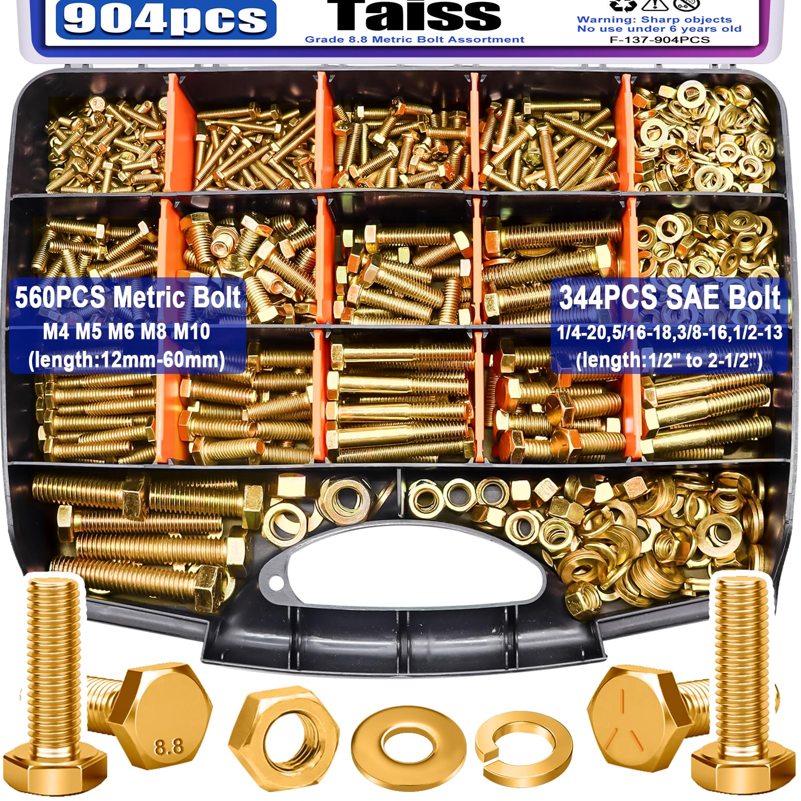 Metric Bolt Assortment Kit - 966pcs Grade 8.8 -9