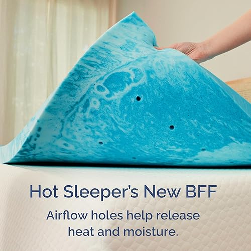 Miniatura 4 de Cubrecolchón de espuma viscoelástica súper suave tamaño King, espuma viscoelástica transpirable con infusión de gel de 2 pulgadas, cubrecolchón