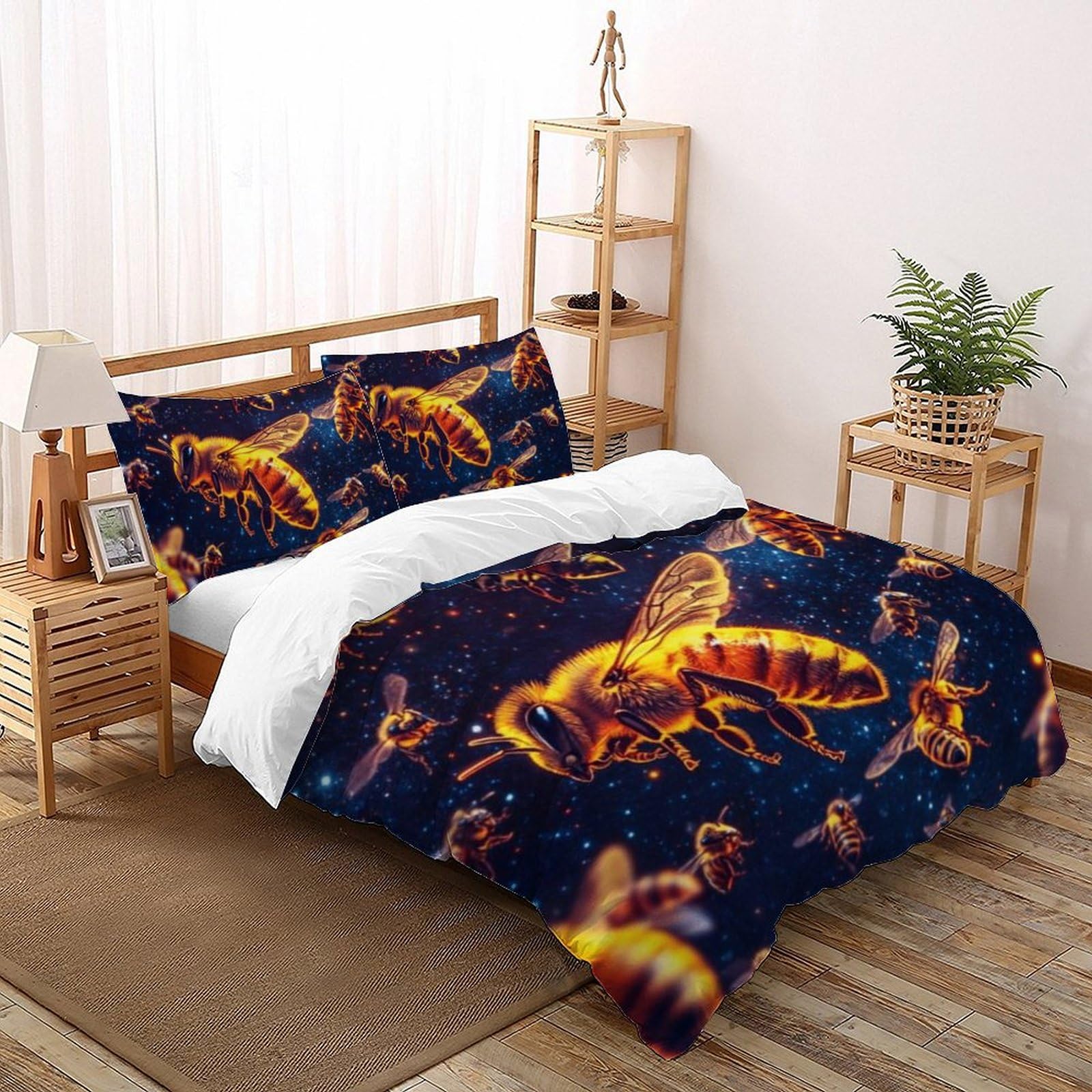 Housse de couette abeille 220x240 douce pour calmer le sommeil enfant