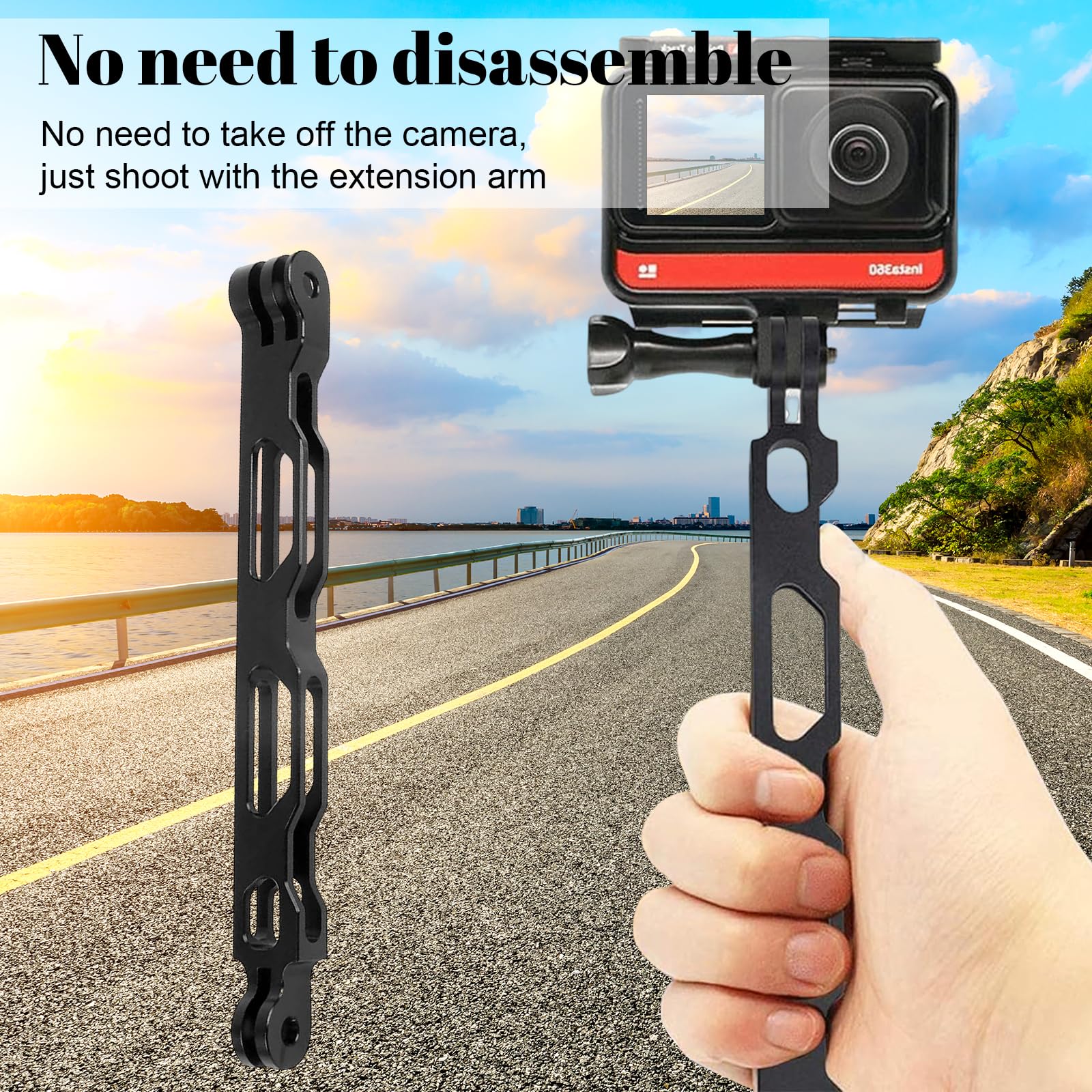Verlängerungsarm aus Aluminiumlegierung, Aluminium Arm Helmhalterung, Kamera Verlängerungsarm, Gopro Verlängerung Metall Arm, für Gopro Hero 8/7/6/5/4/3 und Action Kamera