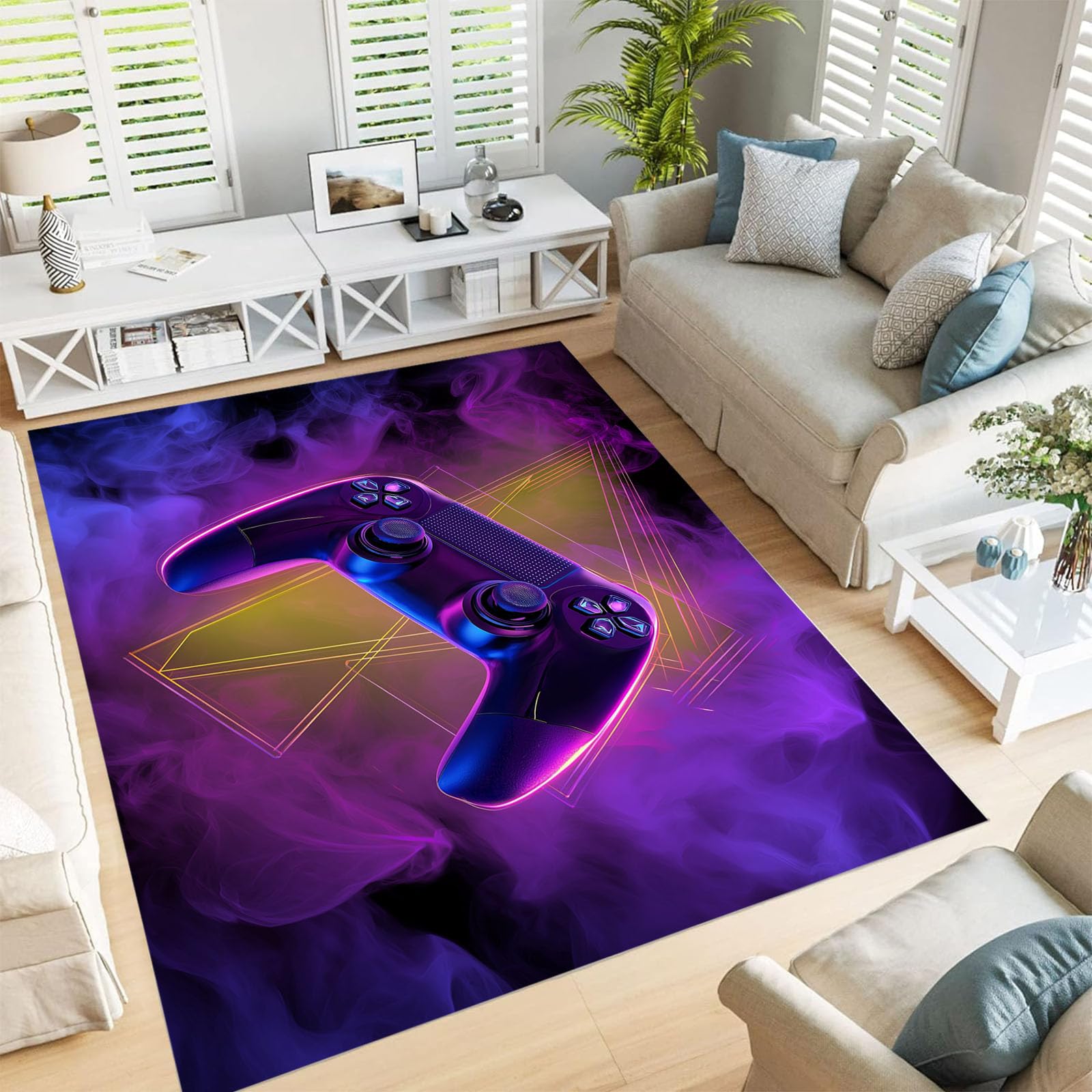 Tapis de bureau brume punk violet géométrique pour créer un espace gaming unique