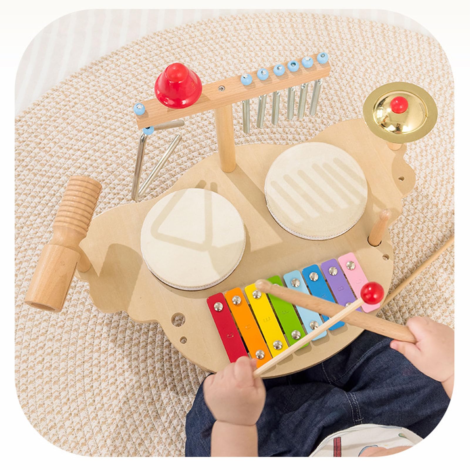 Baby Music Station Glockenspiel Chime Bell Piatto Educativo Percussione Strumento Set per Bambini