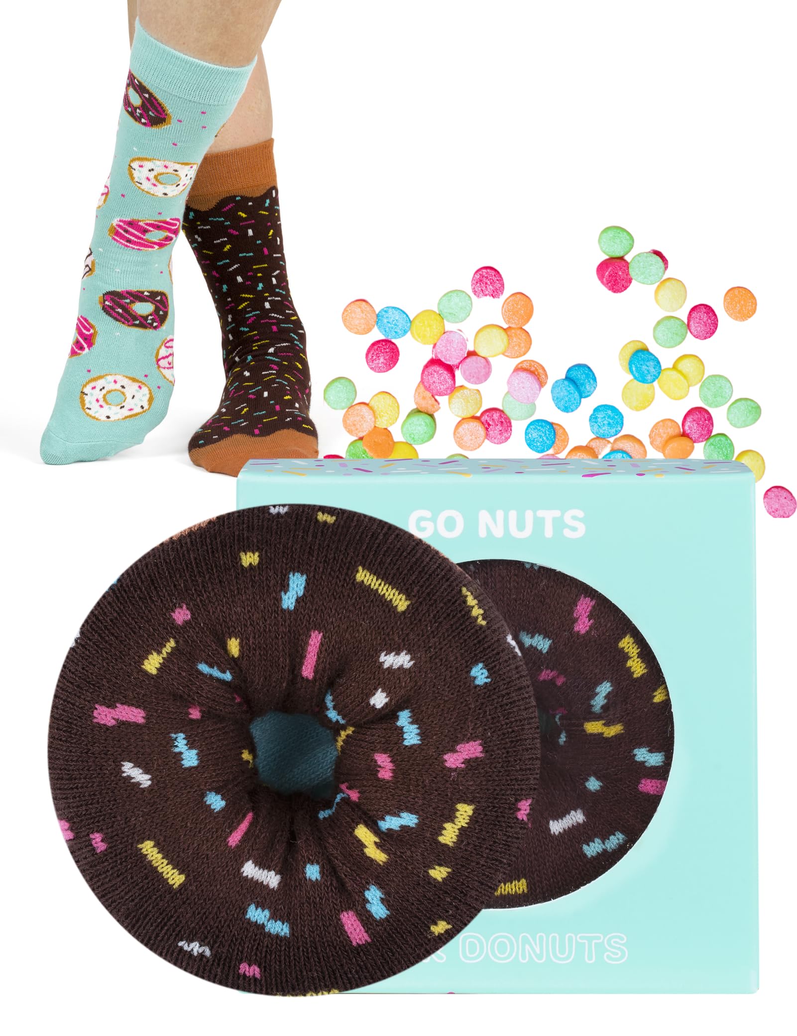 soxo Donut Socks Women Funny Ladies Gift Ideas Long Womens Sock Women's Funky Gifts 2.5-6.5 Blue 1 Pair