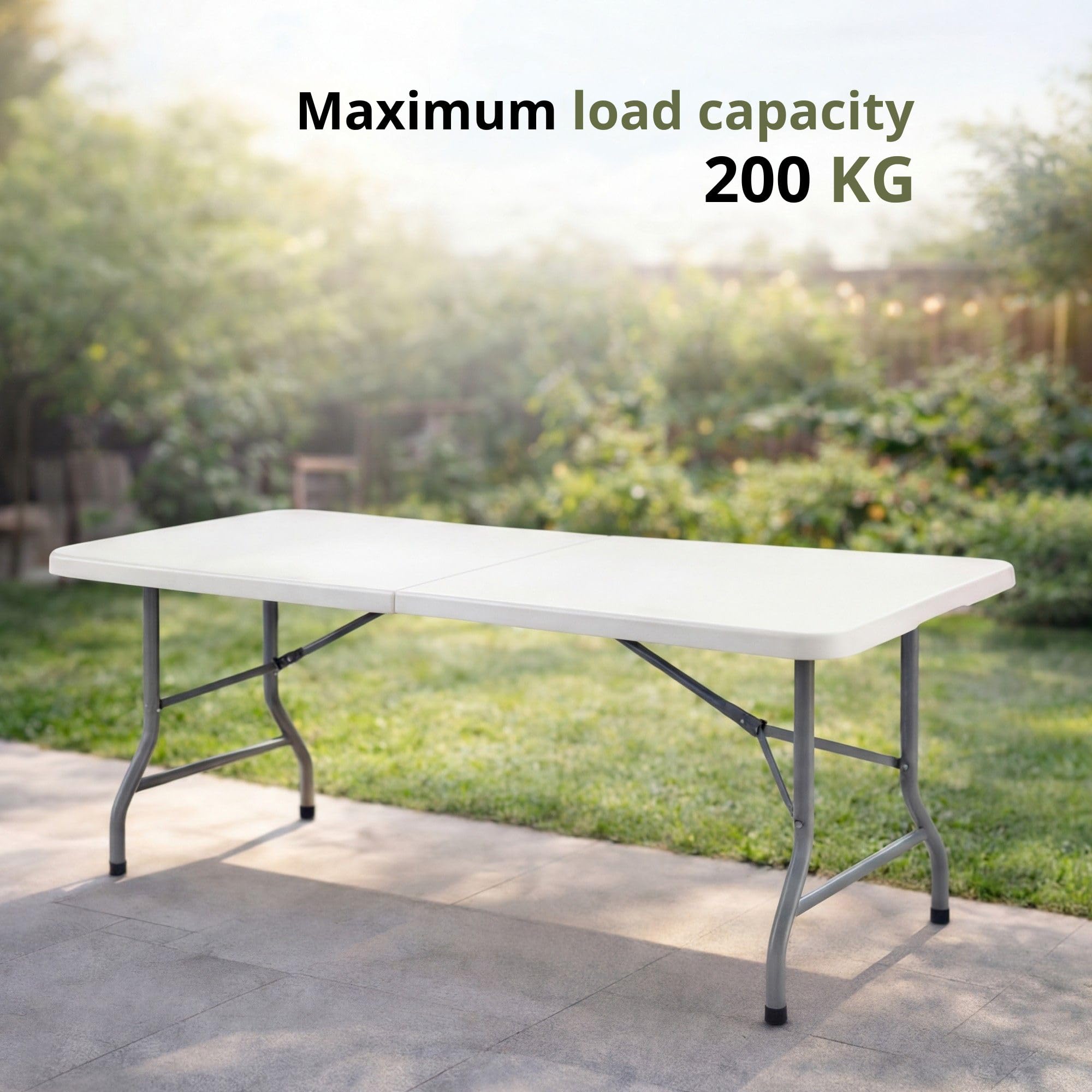 Table De Pique-Nique Pliante De 1,8 M - Tables De Camping D'Extérieur Robustes Blanches | Table De Jardin De 180 Cm pour 8 Personnes | Bureau Rectangulaire Pouvant Supporter 200 Kg