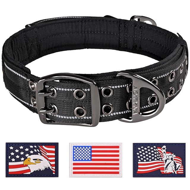 Foto 8 de 8 de ADITYNA Collar de Perro Resistente con asa - Collar Reflectante Negro para Perros Grandes