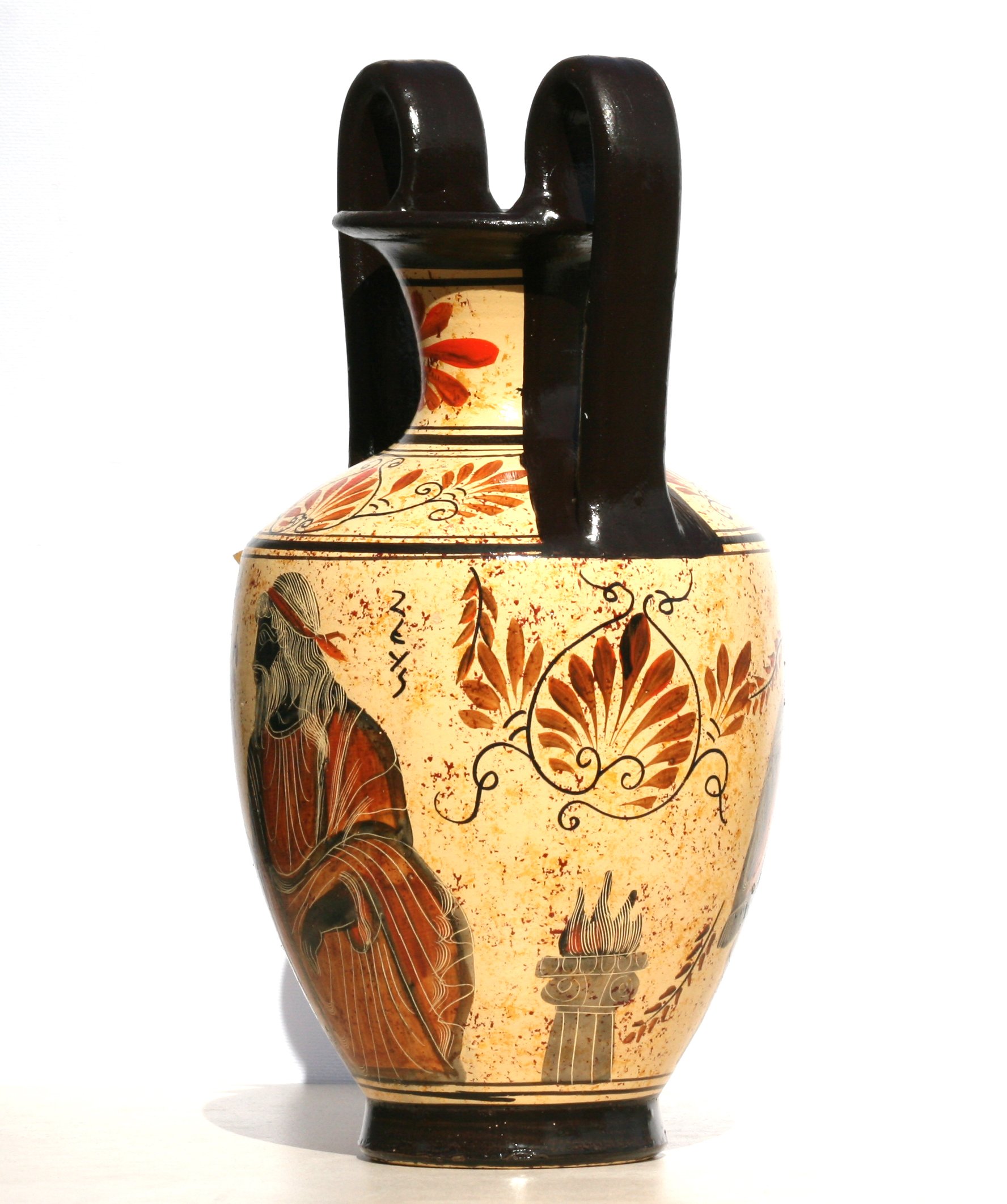 Griechische Keramik-Amphoren-Vase, Topf, Gemälde, Göttin Athene, Gott Zeus