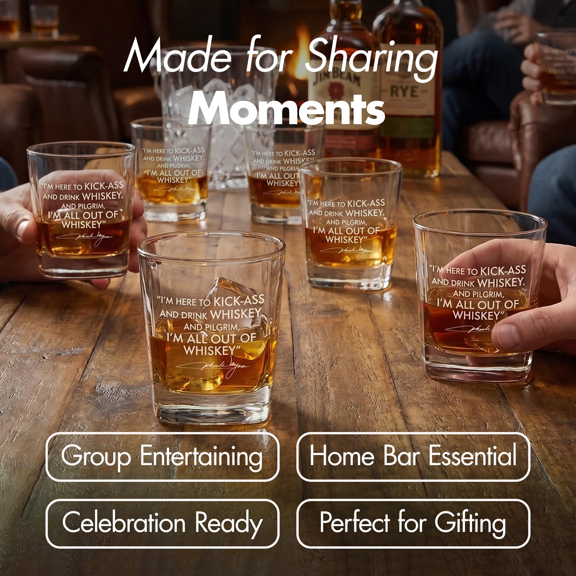 Vaso de cóctel de whisky con cita de John Wayne, copas de bourbon únicas, perfectas, divertidas e ideales como regalo para padres o abuelos, con fondo grueso, doble anticuado, 10 onzas