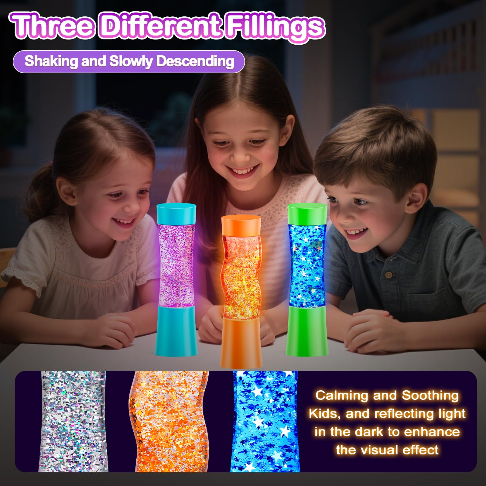 NYOBABE Sensory Toys for Autism & ADHD,3 Pack Light-Up Sensory Tubes,Sensory Lights Fidget Toy for Stress & Anxiety Relief,Autism Sensory Equipment Special Needs Developmental Toys for Kids & Adults - Image 4