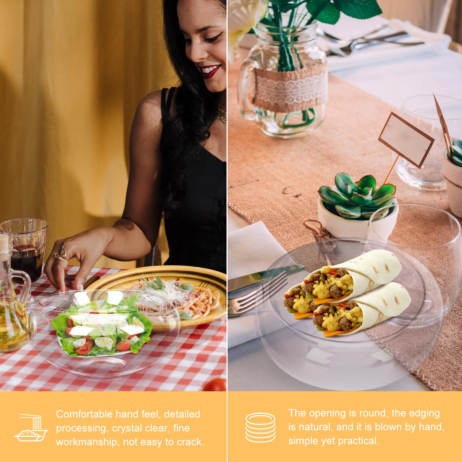 FOMIYES Ciotola Salad Bowl in Vetro Borosilicato Alto, Rotonda | Trasparenza Cristallina, Superficie Liscia e Pulizia Semplice, Lavorazione Curata per Uso Quotidiano