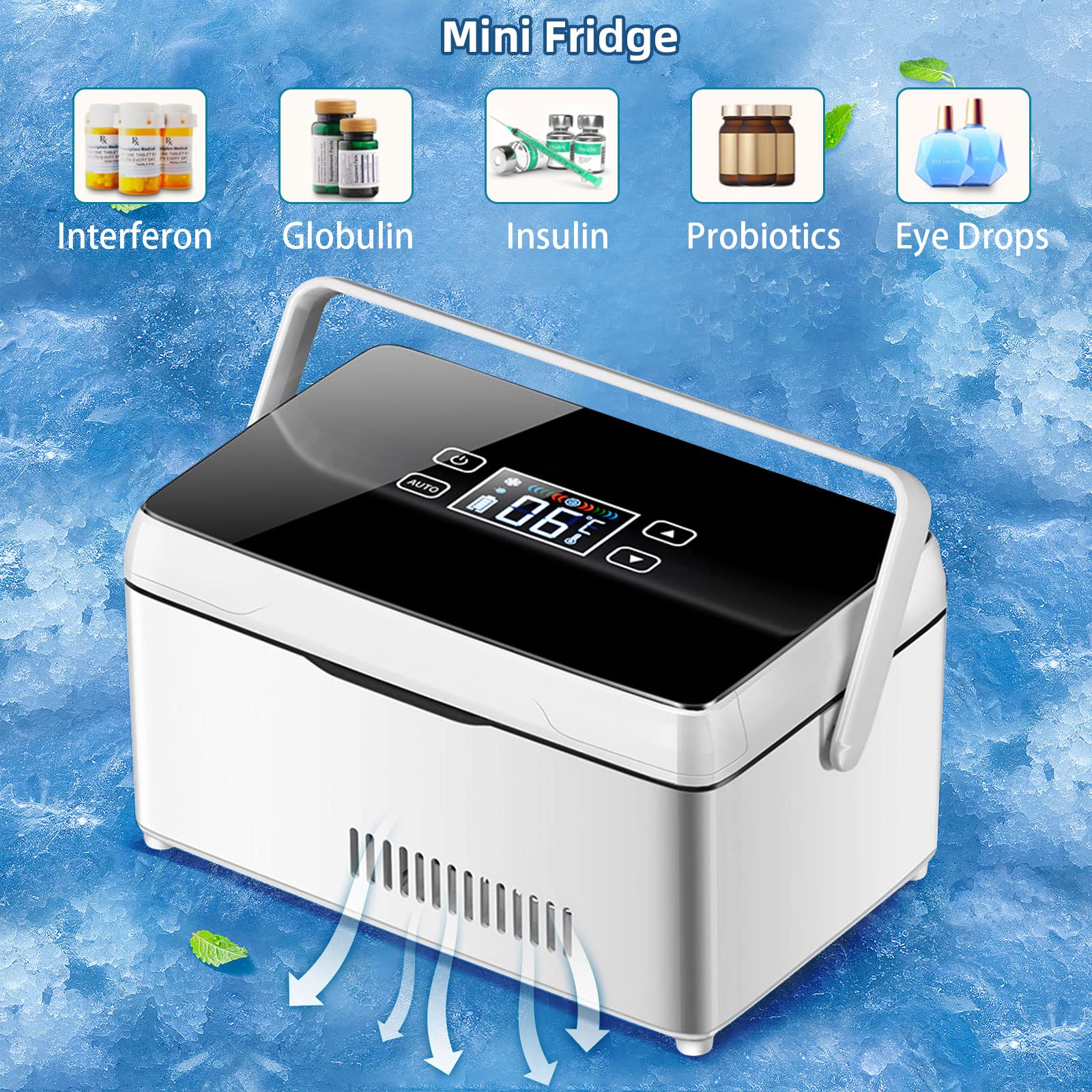 Travel Insulin Cooler Estuche Enfriador de insulina portátil para Almacenamiento de medicamentos para diabéticos, refrigerador con Temperatura Constante Inteligente de 2-8 ℃