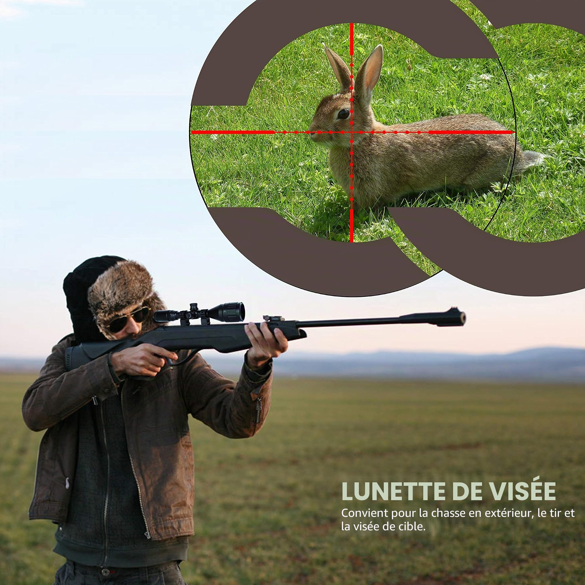 ESSLNB Lunette De Visee 3-9X50mm avec Parasol Tube et Télémètre Rouge Vert Bleu 3 Luminosité Réglages Viseur Point Rouge pour 20mm/22mm Weaver/Picatinny Rail Mount pour Chasse