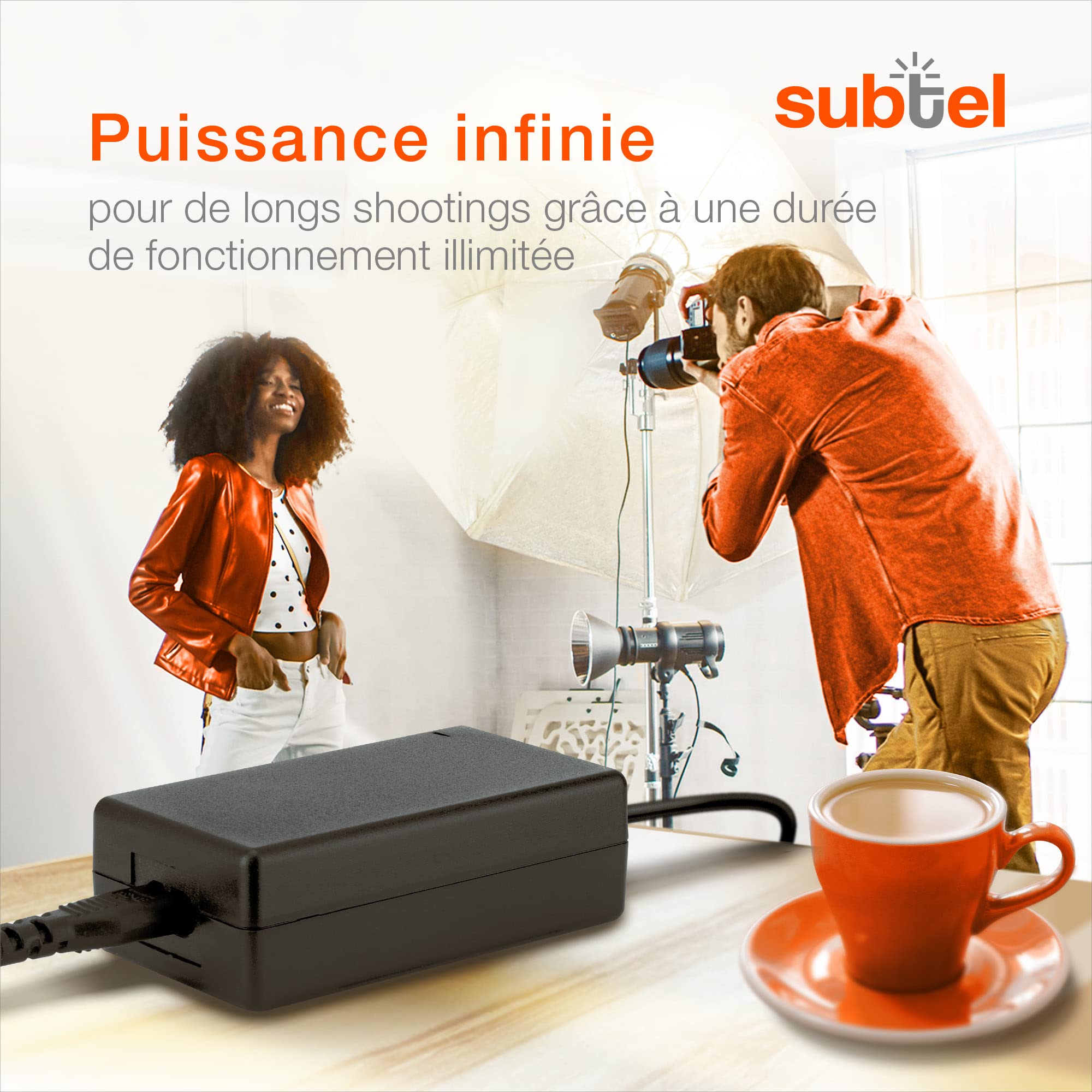 subtel Alimentation + Coupleur DC accumulateur factice Appareil Photo EH-5 + EP-5B, EH-5a EH-5b EH-5c Compatible avec DC Coupler, Accu Dummy ca. 3,5m Charge Timelapse