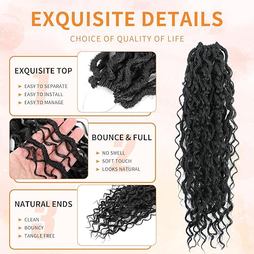 Miniatura 3 de Wodun Goddess Locs - Cabello de ganchillo de 18 pulgadas, 8 paquetes de cabello sintético de ganchillo, cabello de ganchillo previamente enrollado