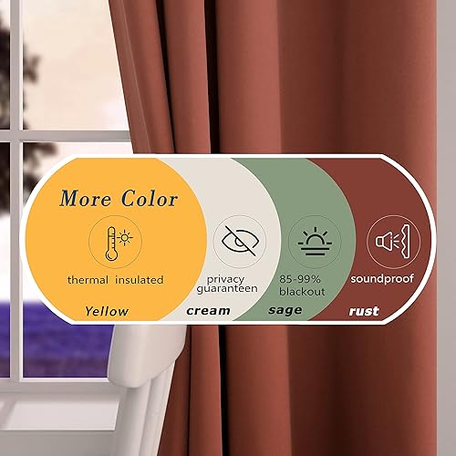 Miniatura 3 de Mrs.Naturall Juego de 2 paneles de cortinas opacas de cocina de 45 pulgadas de largo, cortinas opacas para oscurecer la habitación, cortinas de