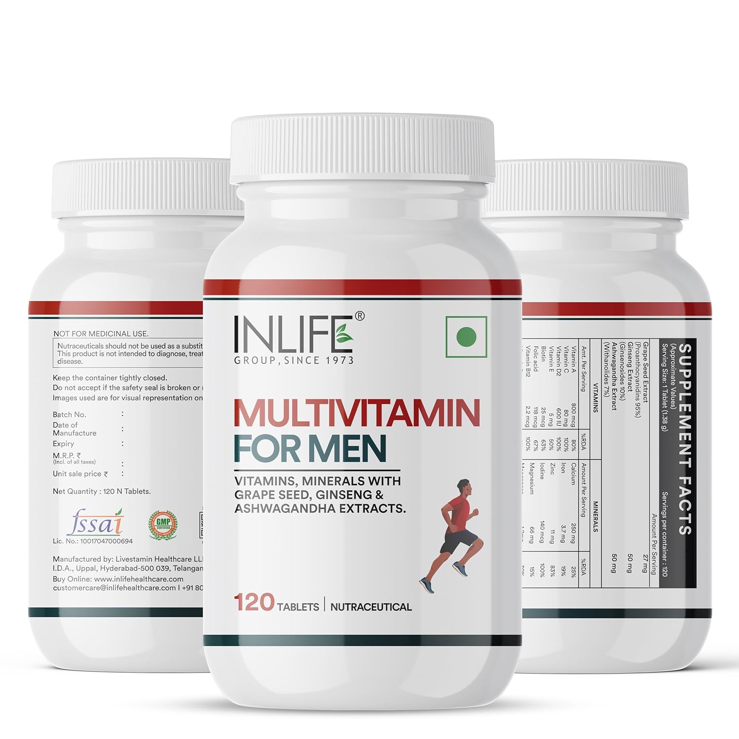 INLIFE Multivitamin Tablets for Men | 120 Tablets | Enriched with Zinc, Vitamin C, Vitamin D3, and Essential Multiminerals | Supports Energy, Stamina, and Immunity | Supports Overall Health & Wellness INLIFE Multivitamin Tablets for Men | 120 Tablets | Enriched with Zinc, Vitamin C, Vitamin D3, and Essential Multiminerals | Supports Energy, Stamina, and Immunity | Supports Overall Health & Wellness