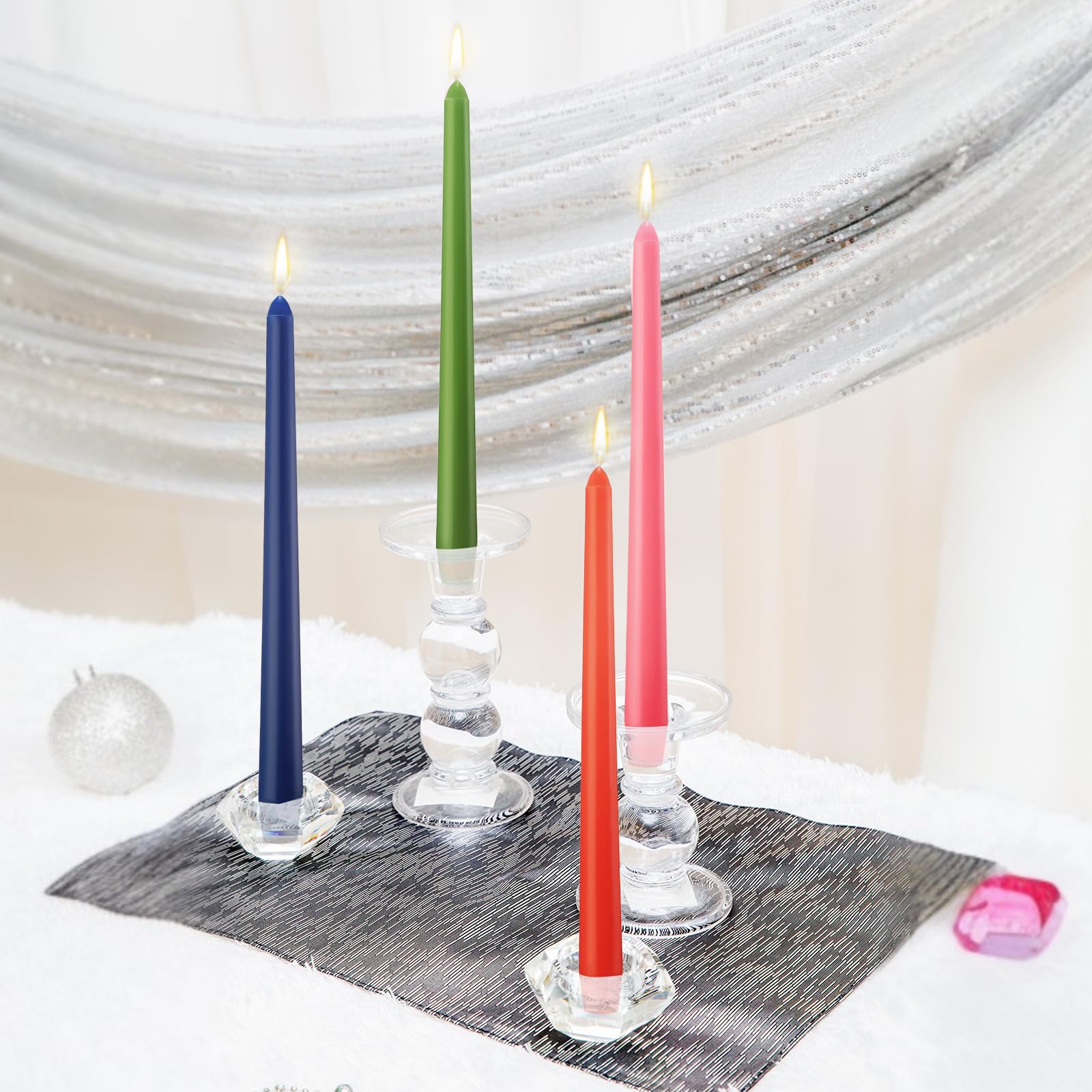 MTLEE 16 candele coniche da 25,4 cm, antigoccia, senza fumo e non profumate, candele affusolate a lunga combustione, bastoncini di paraffina con stoppini in cotone, candele da cena, ideali per eventi