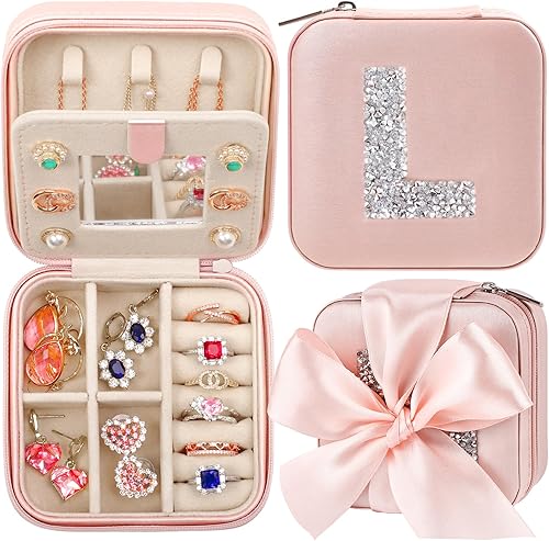 CHMI Joyero de viaje, regalos de damas de honor, regalos de viaje para mujeres, pequeña caja organizadora de joyas, estuche de viaje para joyería