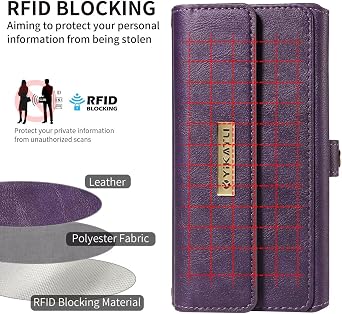 Miagon Crossbody Wallet Case for iPhone 11 Pro,Magnetic PU Leather Flip Phone Cover RFID Blocking 14 Card Holders Zipper Shoulder Purse for Men Women Purple