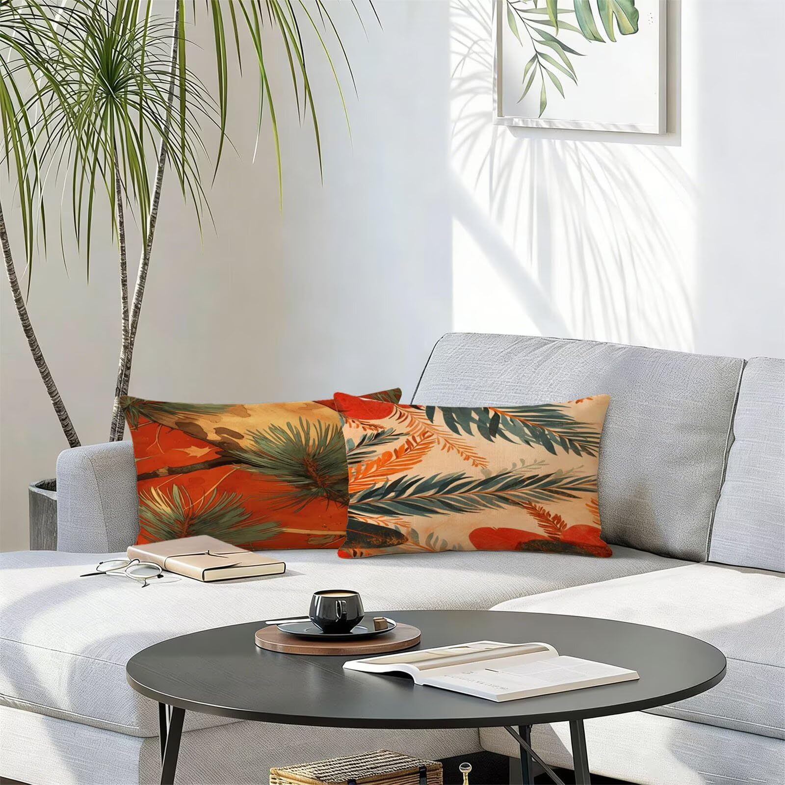 Générique Housse Coussin Exterieur Impermeable 30x50cm Rouge Décoratif Taie d'oreiller Decoration Feuilles Tropicales Housse de Coussin Exterieur Impermeable pour Salon de Jardin Lot 2. T-1679