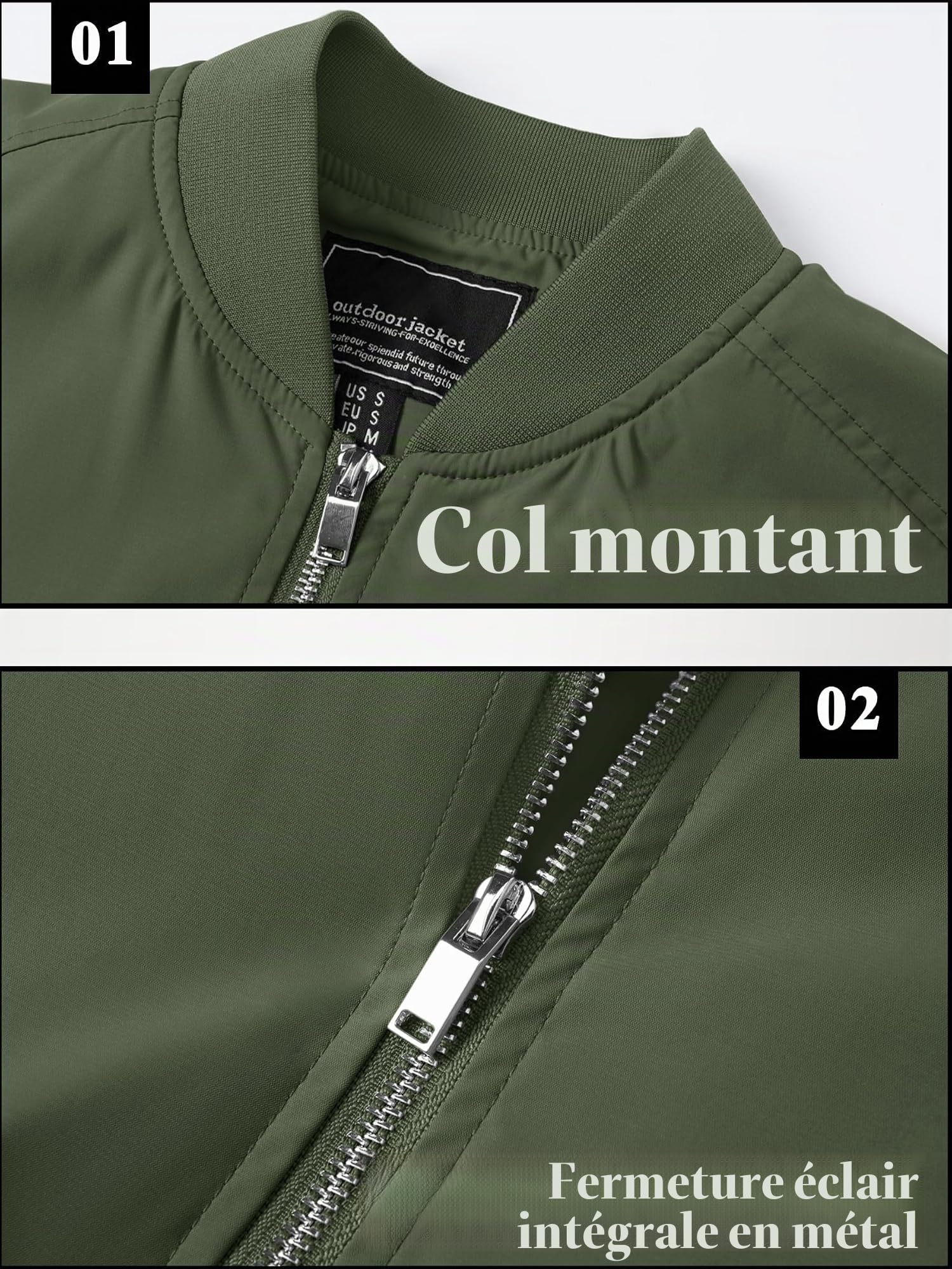 TACVASEN Veste Homme Mi Saison Imperméable Bombers Homme Coupe Vent avec Plusieurs Poches