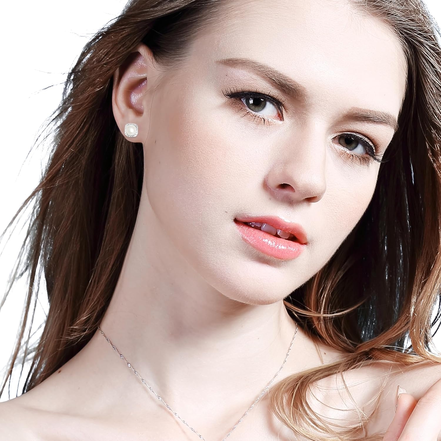 Real Pearl Earrings for Women 925 Sterling Silver 8MM Cultured Freshwater Pearl Stud Earrings Handpicked Jewelry Gifts for Her - Image 5