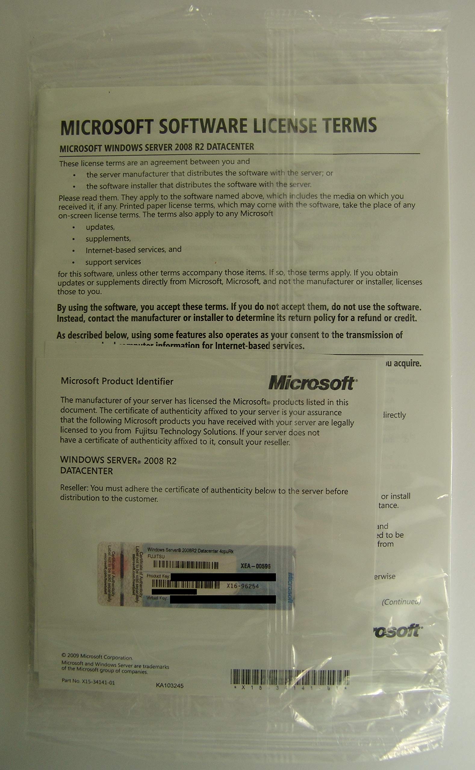 Microsoft Windows Server 2008 R2 Datacenter w/SP1 - Lizenz - 4 CPU - OEM - ROK - DVD