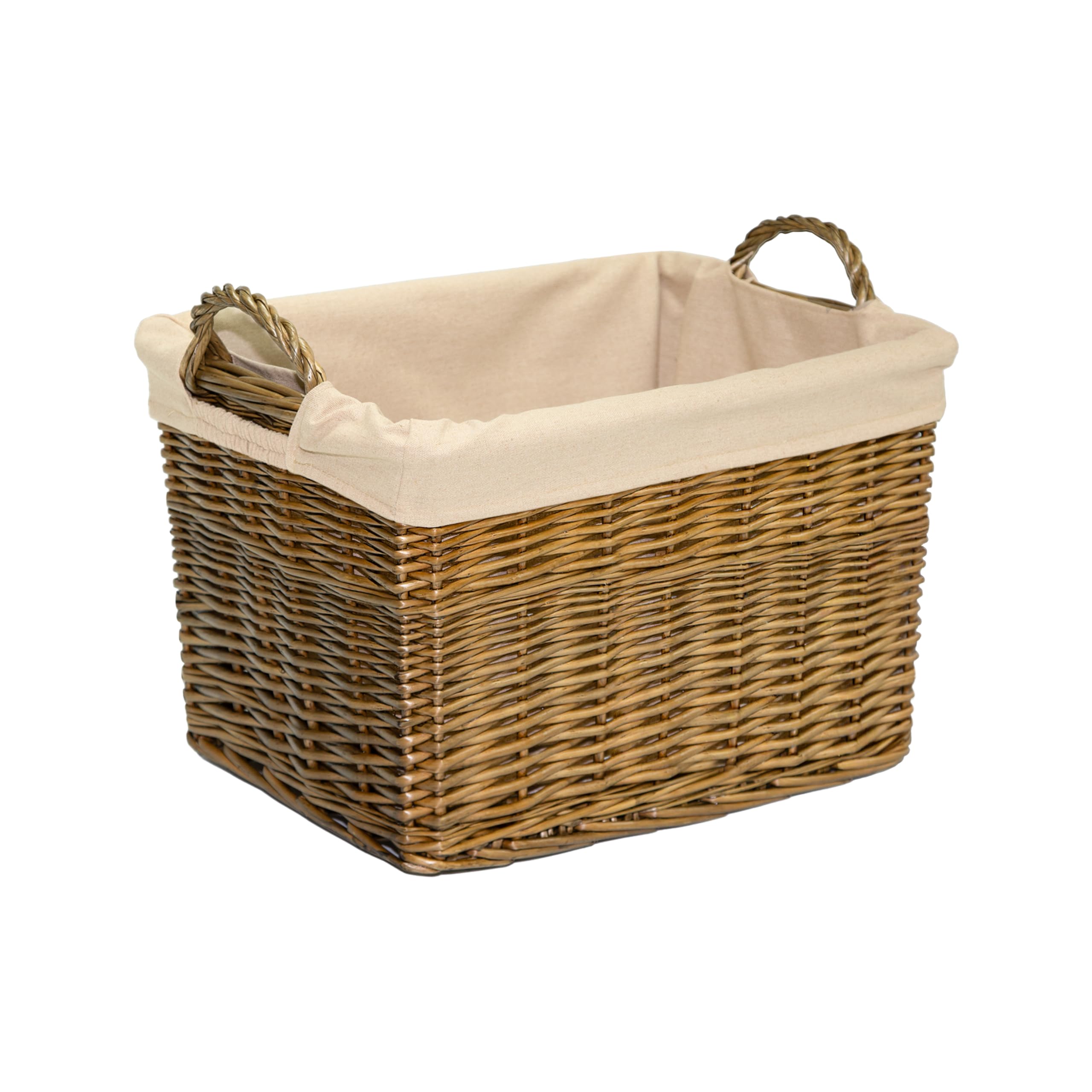Wickerfield Wicker Laundry Basket with Lining, Large Storage Basket with Handle, Home Storage for Washing, Toys, Nursery (Brown, Rectangular, Large)