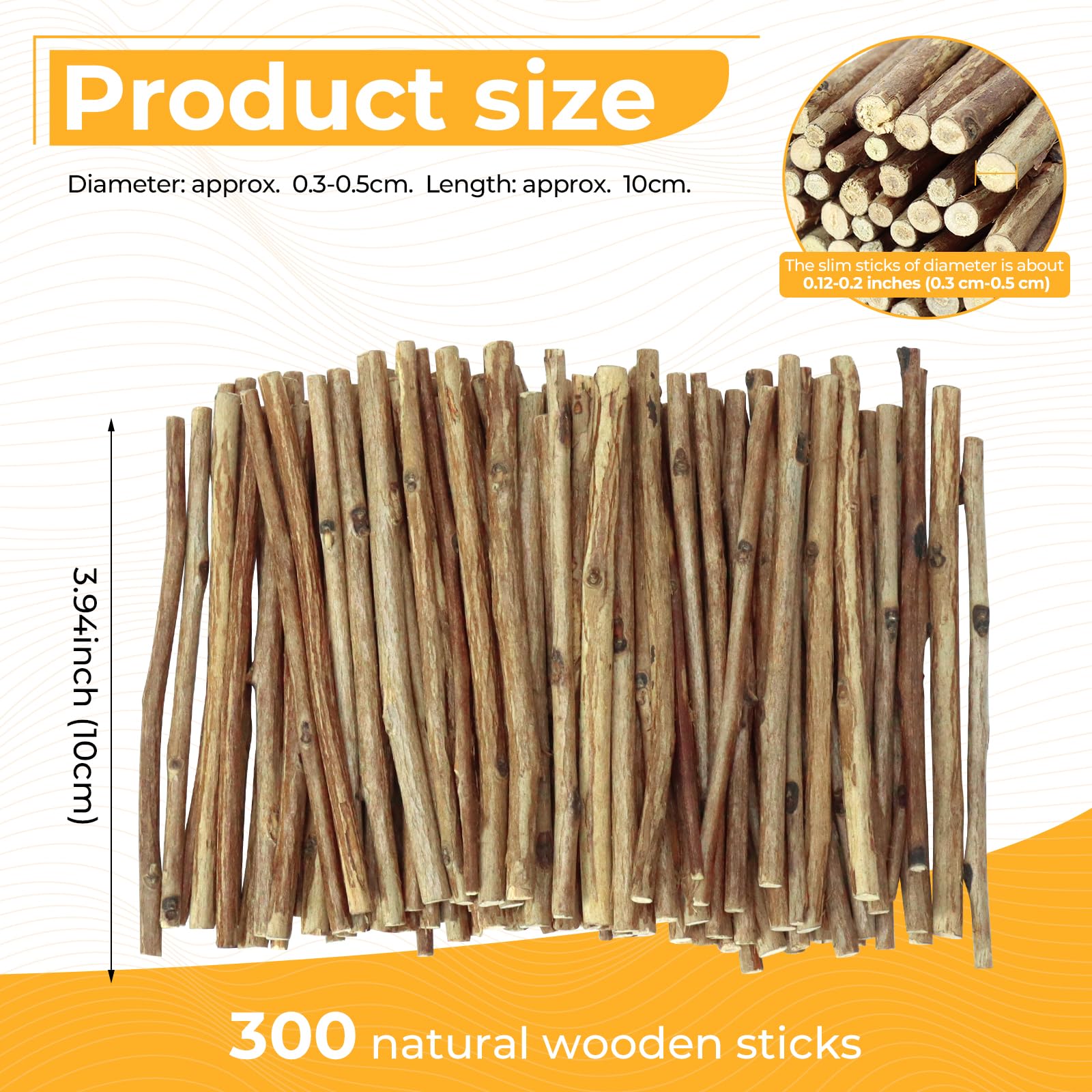 TKOnline 300Pcs 10cm 0.1-0.2 Inch in Diameter Wood Log Sticks for DIY Crafts Photo Props Craft Sticks, Wood Crafts, Sticks inch