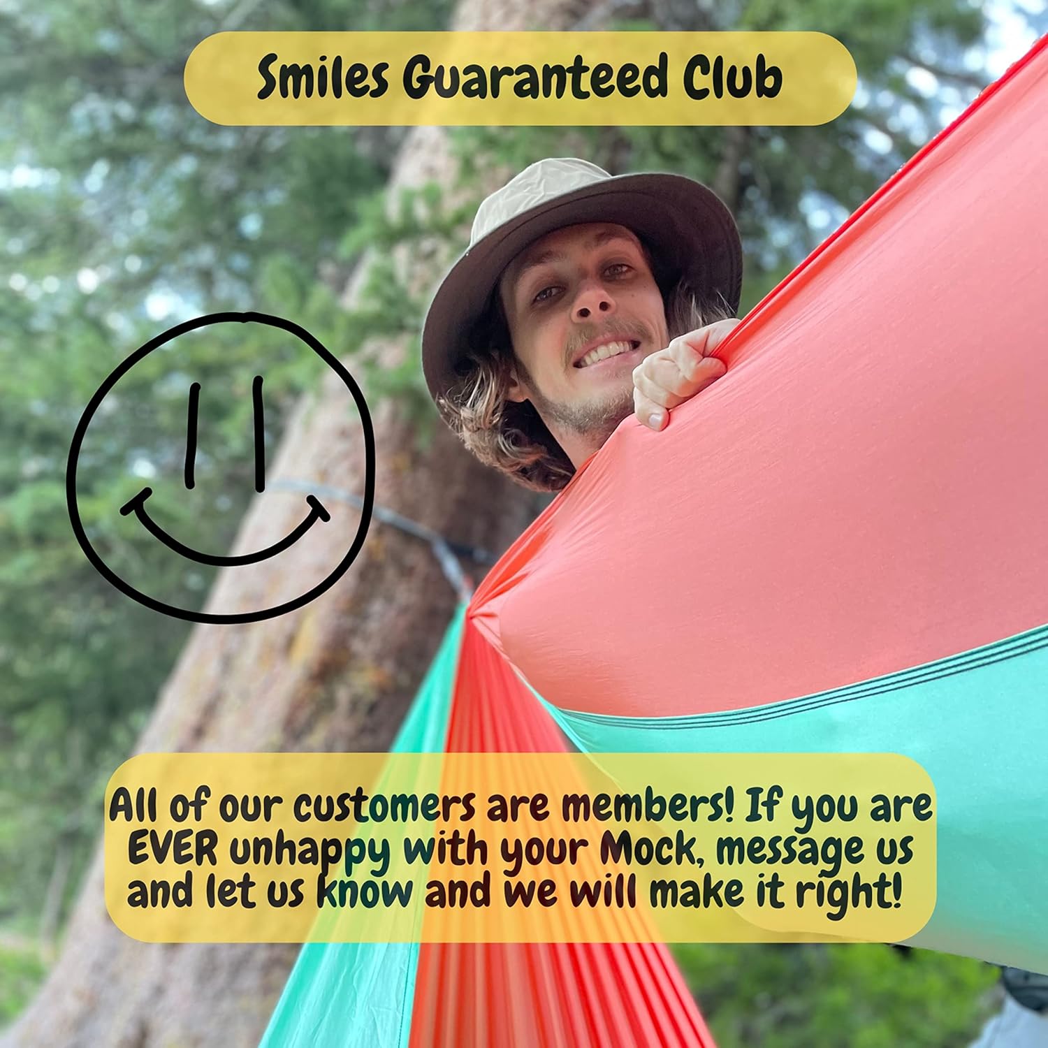 Mr. Mocks Single, Double, Triple Hammock, Light Weight Tree Straps, Aluminum Carabiners, Water Resistant Parachute Nylon, Easy Stuff Sack, Great Travel Camping Mock (Just Peachy, Double)