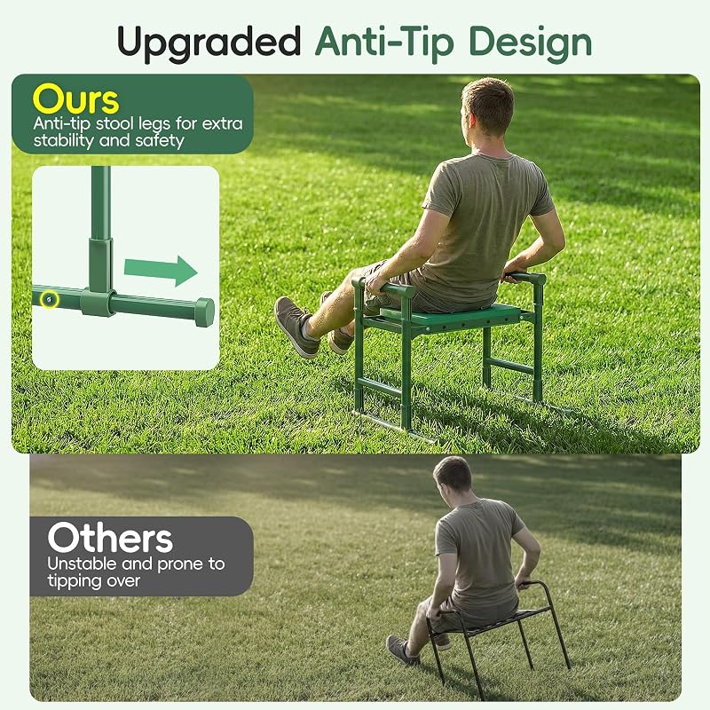 Housolution Garden Kneeler and Seat with Anti-Tipping Extendable Legs image 4