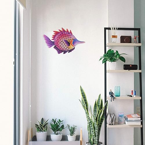 Miniatura 5 de GANAZONO Arte de pared de peces de metal, decoración de pared de animales náuticos, océano, mar, decoración de pared de peces de metal para