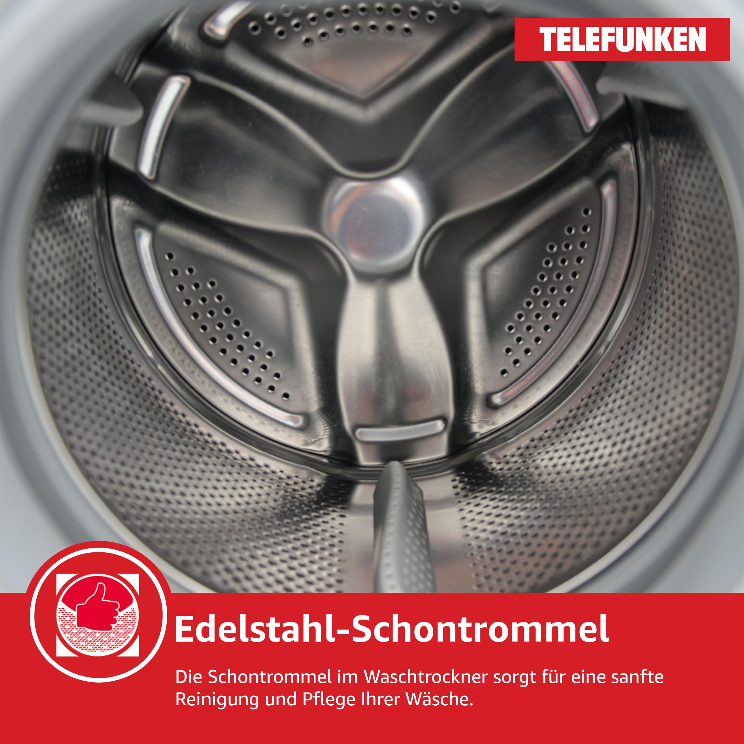 Telefunken Waschtrockner, 9 kg Waschen / 6 kg Trocknen, Waschmaschine mit Trockner integriert, 1400 U/Min, Frontlader Waschtrockner Kombi, Inverter Motor, AquaStop, Energiesparend, Weiß, WT96ADW
