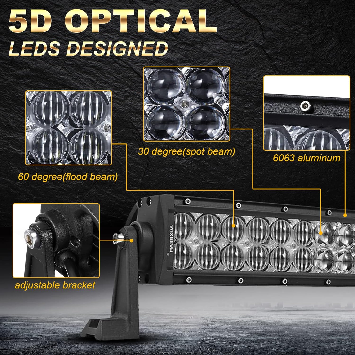 Auxbeam 32" 180W Curved LED Light Bar 5D Lens 18000LM Spot Flood Combo Beam Driving Light with Wiring Harness for Pickup Car Trucks SUV ATV UTV Offroad Vehicle