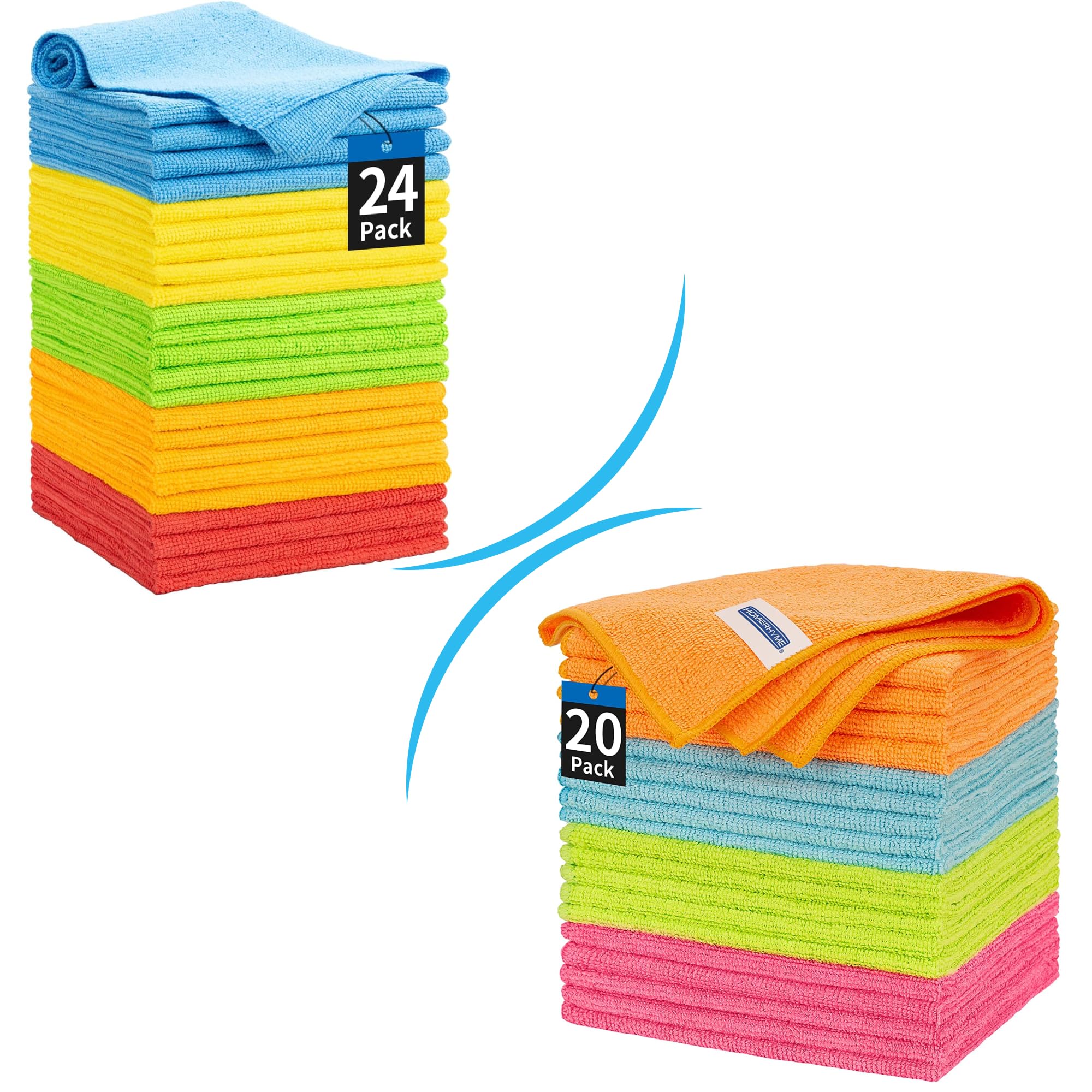 HOMERHYMEMicrofiber Cleaning Cloth - 20 Pack Cleaning Towels, with Microfiber Cleaning Cloths, 100 Pack Cleaning Rags Towels