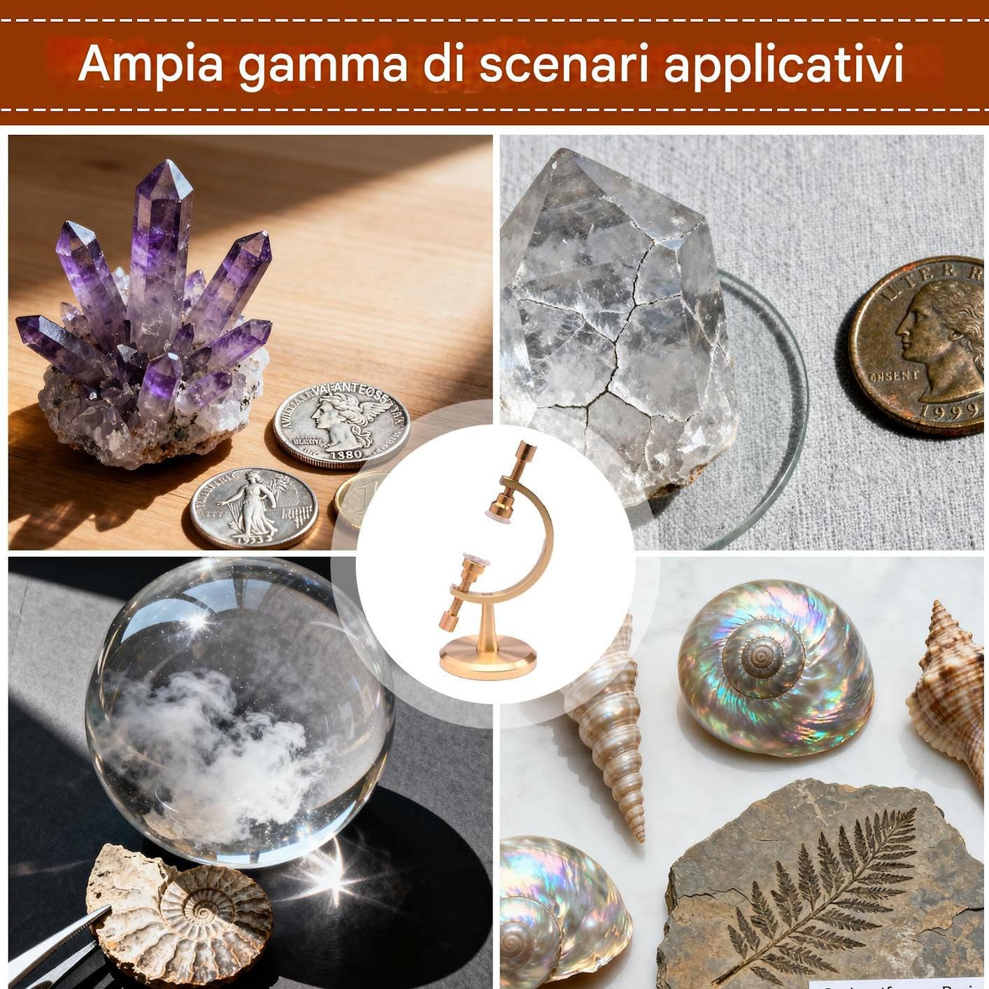 Supporti per Cristalli da Esposizione - Base Regolabile per Minerali,Con Clip Imbottita Di - Per Campioni Gemme Fossili Oggetti Da Collezione Arte Artigianato Libreria Tavolo