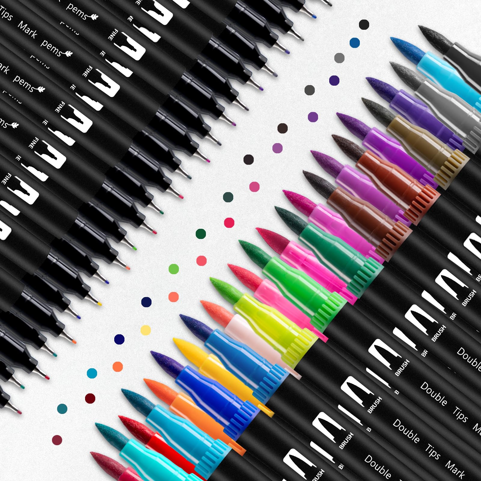 48 Colours Colouring Pens,Dual Tip Marker Pens Washable Brush Tip Felt Tip Pens Water-Based Markers for Adult Kids Scrapbooking Colouring Drawing Sketching Calligraphy Good Valentine's Day gifts - Image 2