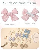 Vista 2 de doboi 20 pinzas de lino para el pelo para bebés, accesorios para bebés, bebés, niños pequeños en pares