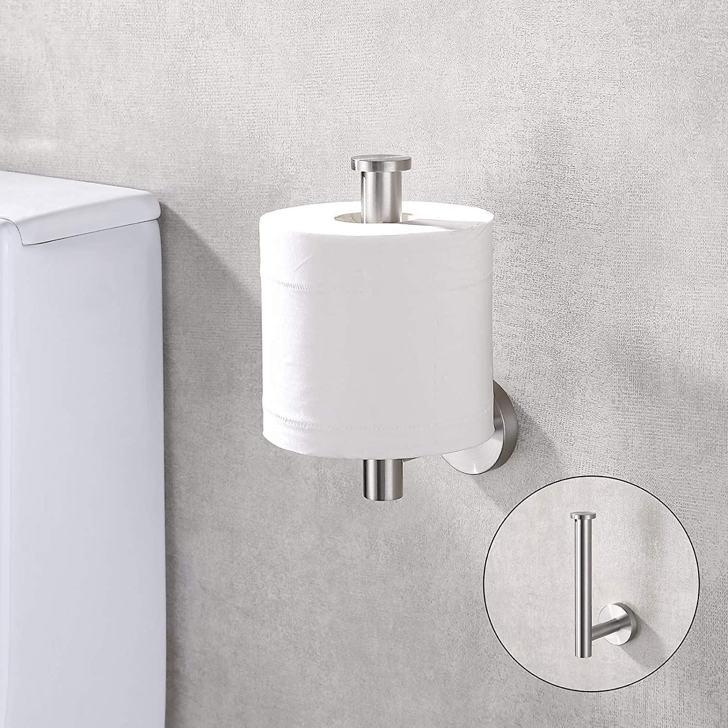 Portarotolo di carta igienica da parete antiforatura, organizer multifunzionale per il bagno, grigio, confezione da 2 | Leroy Merlin