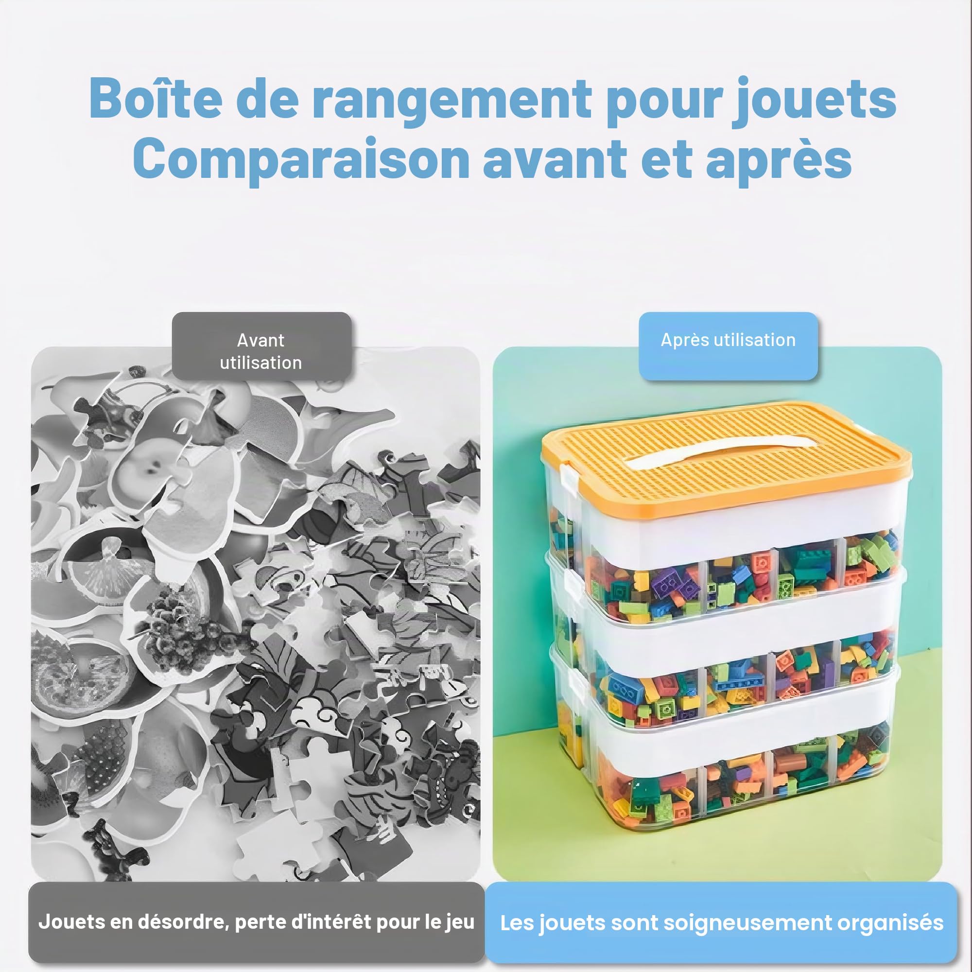 Boîte de rangement empilable organisateur pour jouets 30,5×32,5×23 cm Vert