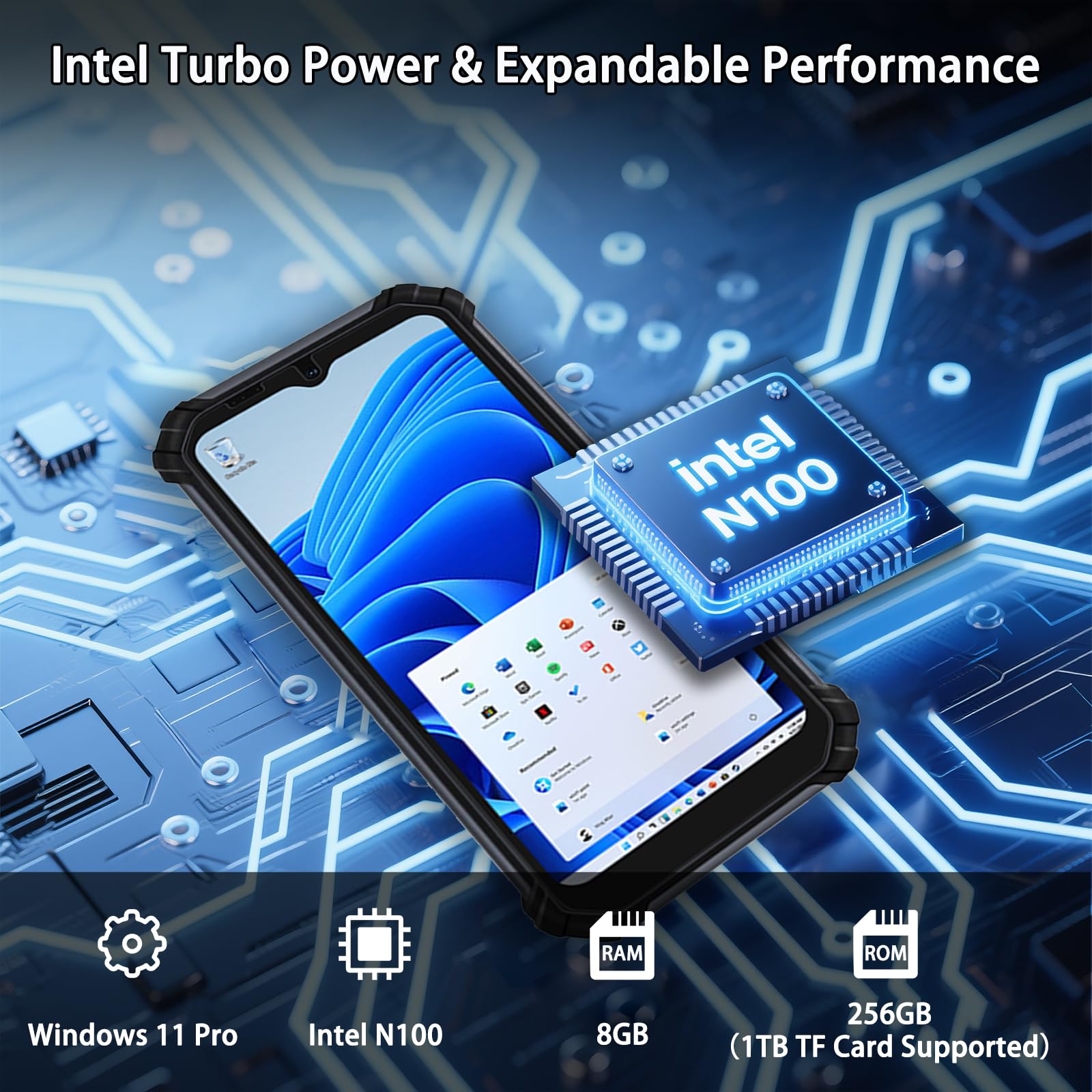SH6 Handterminal, Windows 11 Pro, Intel N100, 8 GB + 256 GB, 6,5 Zoll Rugged Data Terminal PDA, 4G LTE/GPS/WiFi/Bluetooth, 5000 mAh Akku (SH66, 8 GB + 256 GB)