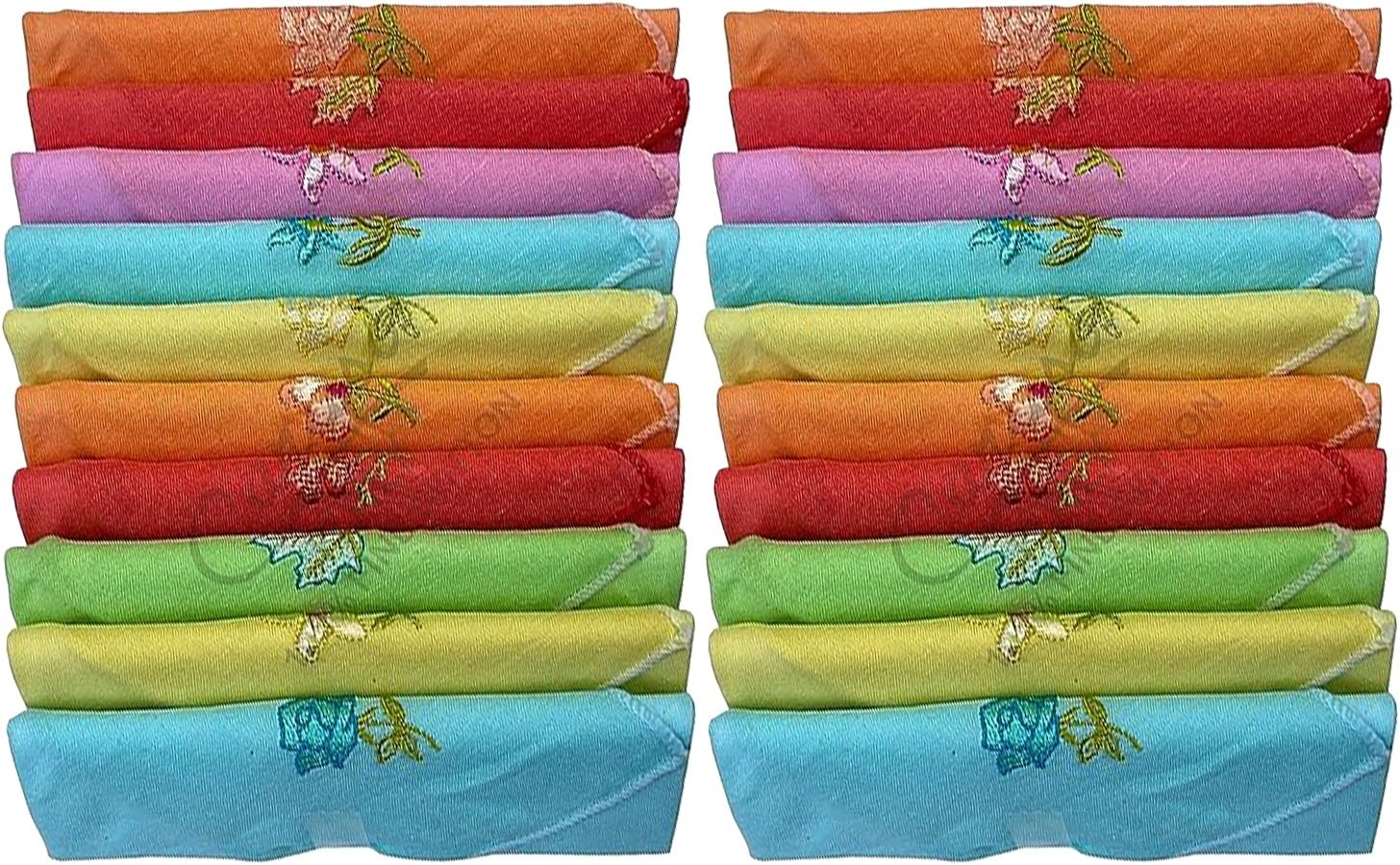 Caruso Italy Women's 100% Pure Cotton Handkerchief | Lady's handkerchief, Soft Hanky | - Pack of 20