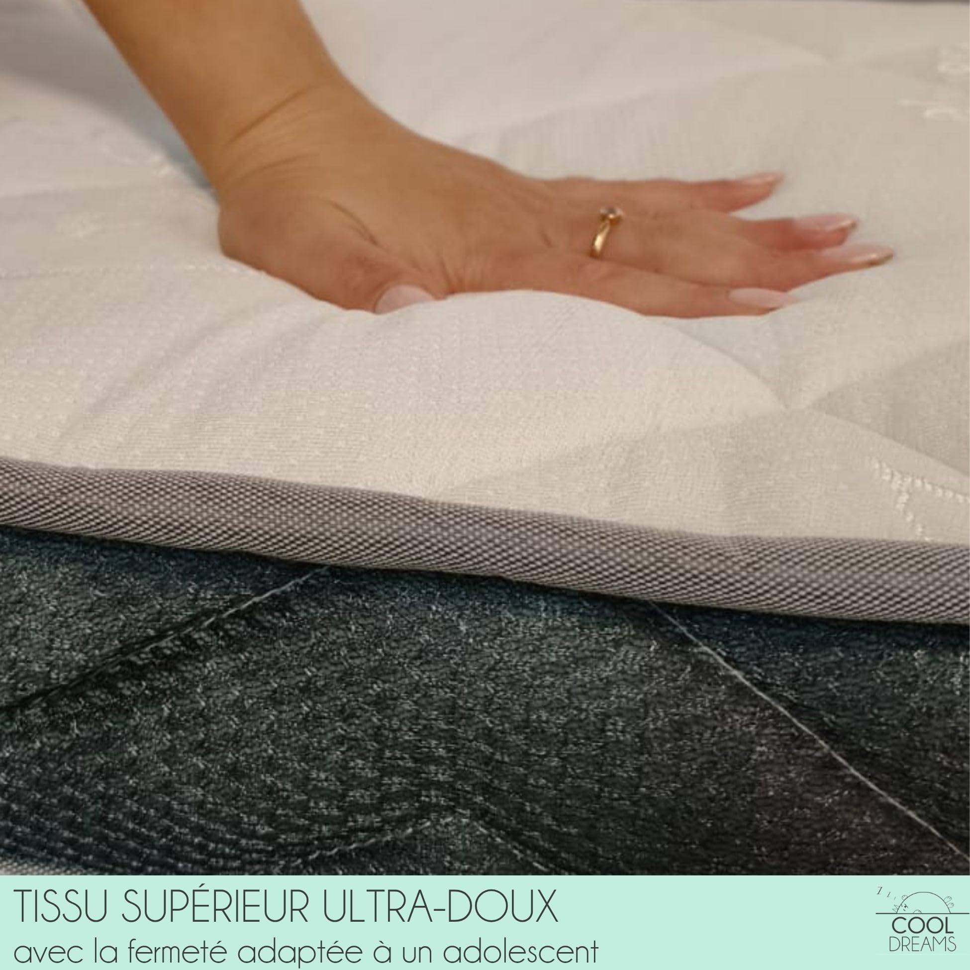 Matelas pour Enfants 90x190 HR Morfeo - Certifié Oeko-Tex® et CertiPUR - Protège-Matelas en Coton imperméable 100% hypoallergénique, antibactérien et Anti-acariens CoolDreams