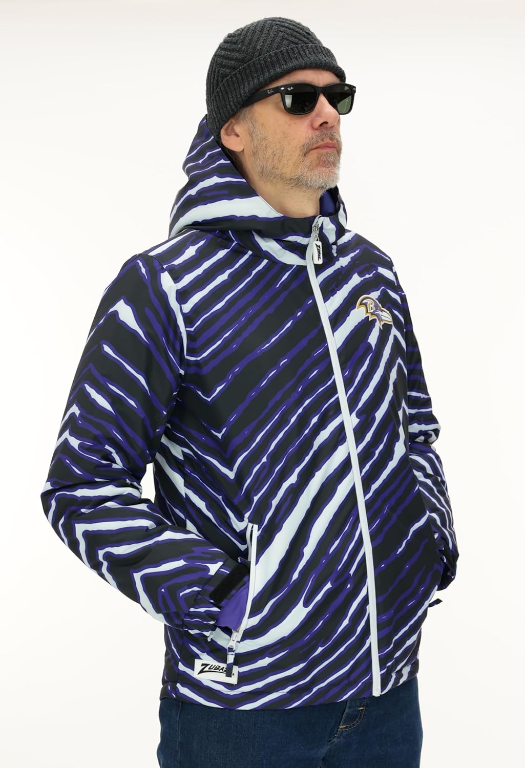 Zubaz NFL Adult Men and Women's Team Color Zebra Striped Bleacher Blazer Snow Jacket (X-Small - 3X-Large) - Image 4