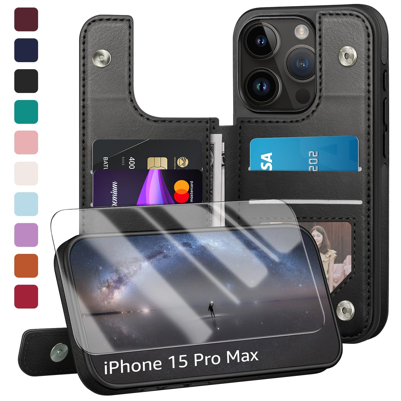 Amazon.com: Designed for iPhone 15 Pro Max Case Wallet, Card